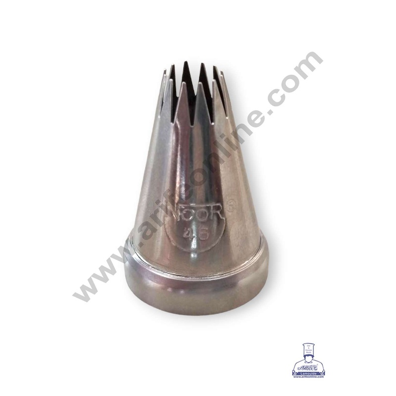 CAKE DECOR Small Noor Nozzle - No. 46 Open Star Piping Nozzle with Collar Ring