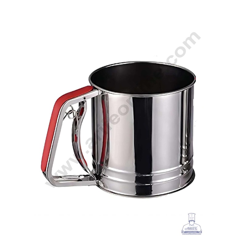 CAKE DECOR Stainless Steel Flour Sifter Sieve Cup for Powdered Sugar Baking Tool with Grip Handle - Big