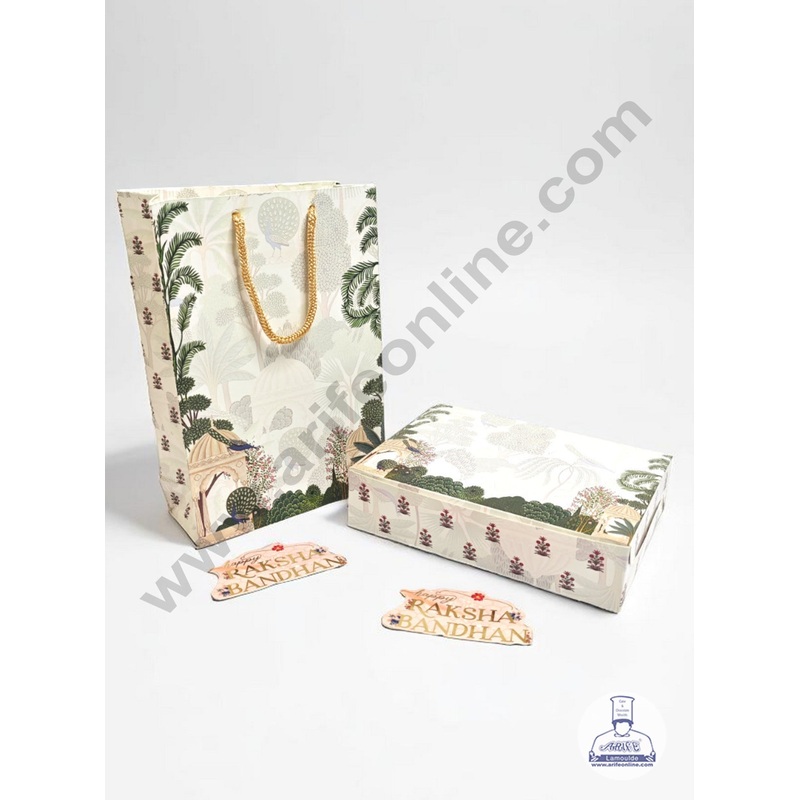 Festive 4 Pieces Rakhi Combo Set Gift Bag | Chocolate Box (Theme - 01) - CAKE DECOR