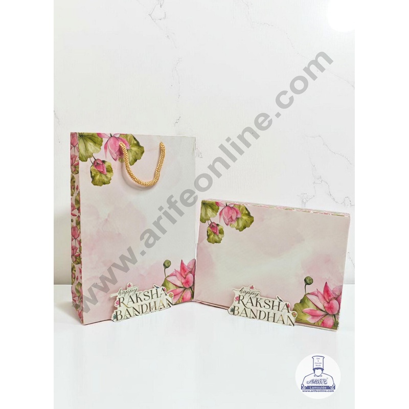Festive 4 Pieces Rakhi Combo Set Gift Bag | Chocolate Box (Theme - 03) - CAKE DECOR