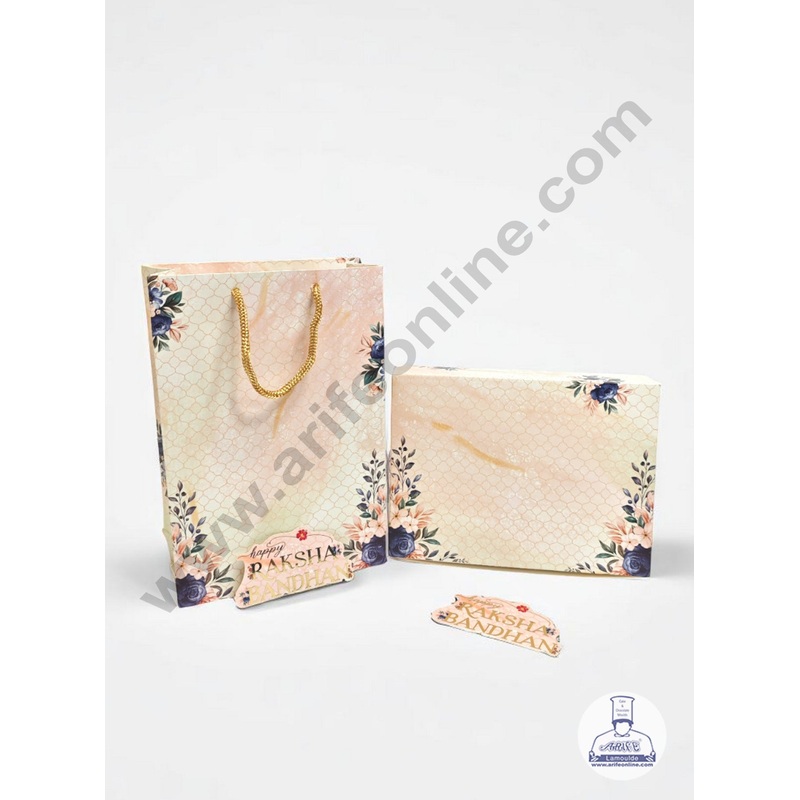 Festive 4 Pieces Rakhi Combo Set Gift Bag | Chocolate Box (Theme 04) - CAKE DECOR