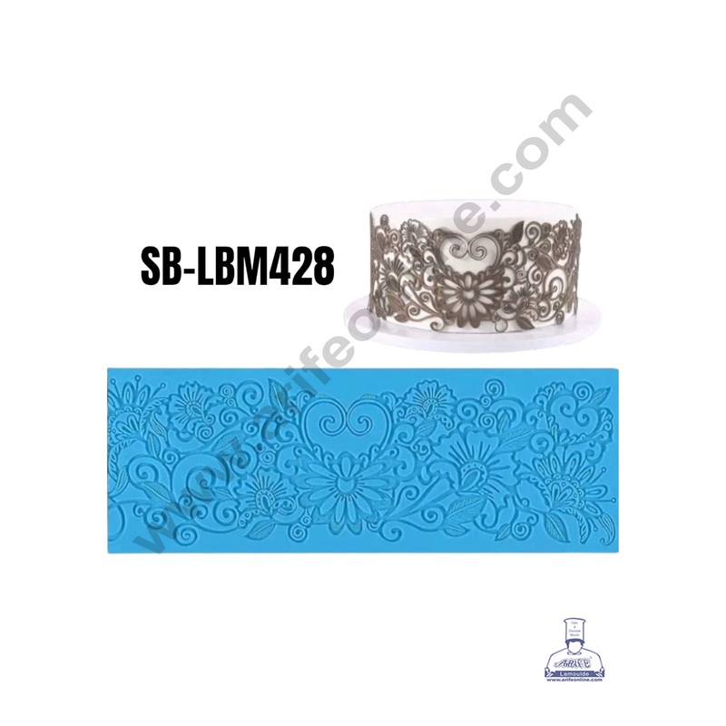 CAKE DECOR Silicone Flower Theme Cake Border Lace Mat Silicone Cake Fondant Lace Mat Baking Mat SBLBM-428