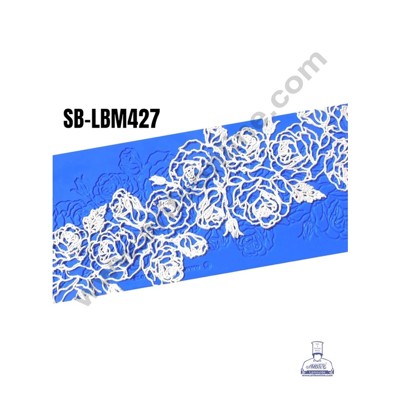 CAKE DECOR Silicone Rose Flower Cake Border Lace Mat Silicone Cake Fondant Lace Mat Baking Mat SBLBM-427