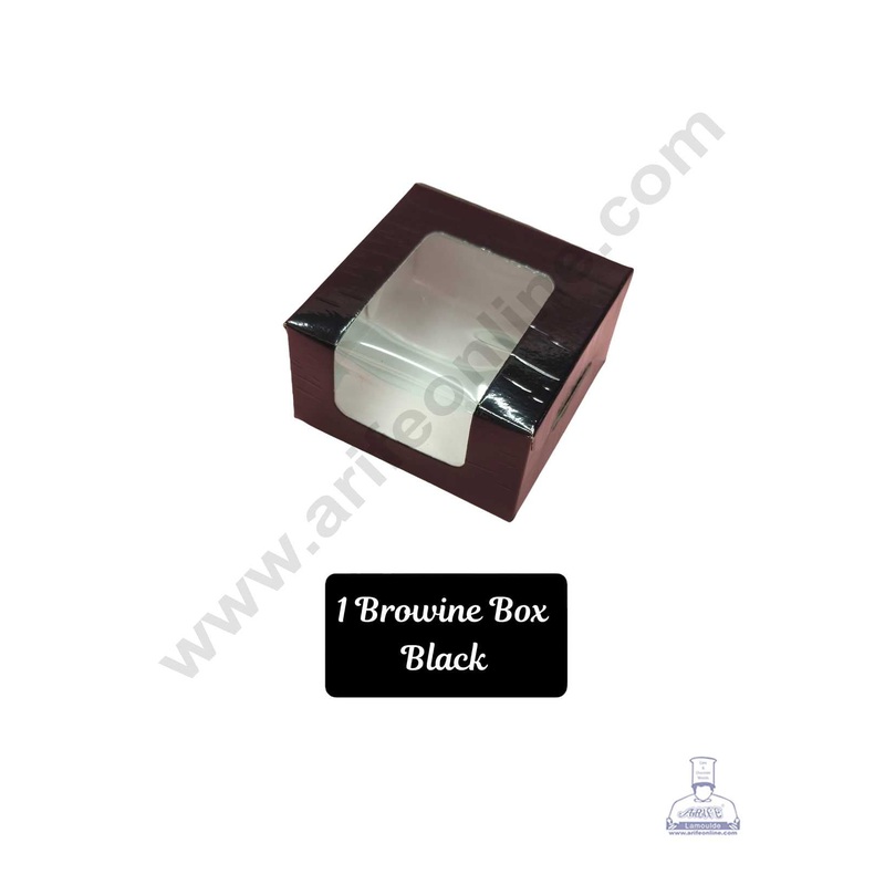 CAKE DECOR 1 Cavity Black Brownie Boxes with Clear Window, Cupcake Carriers , Black (10 Pc Pack)