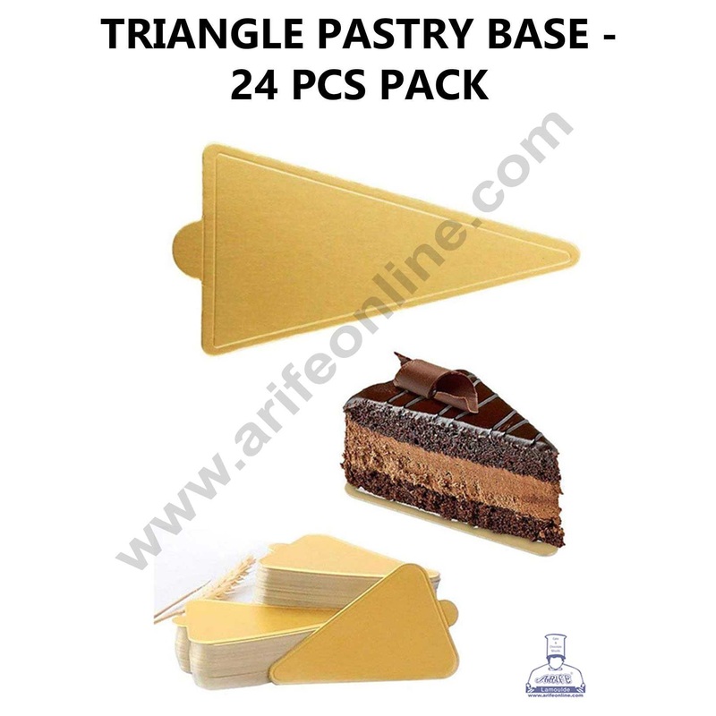 CAKE DECOR Triangle Pastry Base Boards - Gold ( 24 Pcs Pack )