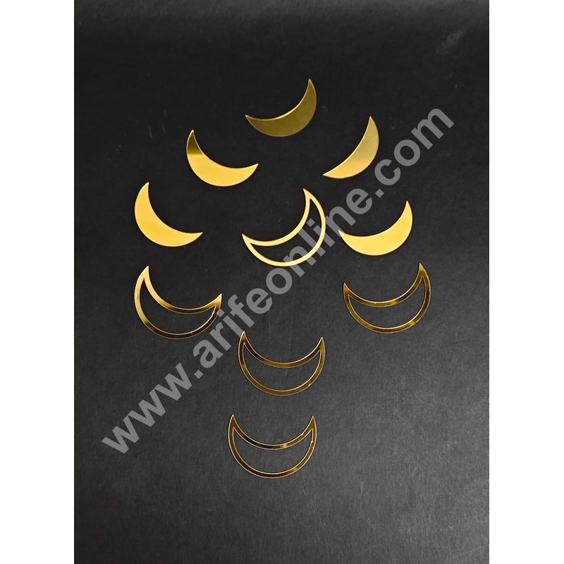 10 pc Golden Acrylic Moon Cutout Topper - CAKE DECOR