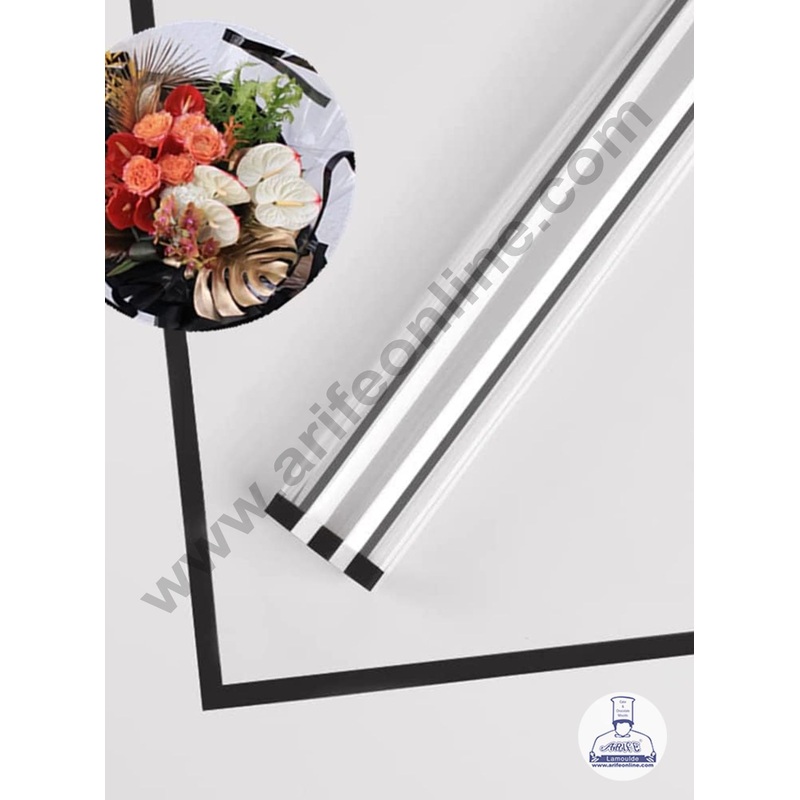 Black Edge Transparent Korean Wrapping Sheet | Premium Flower Wrapper  - CAKE DECOR