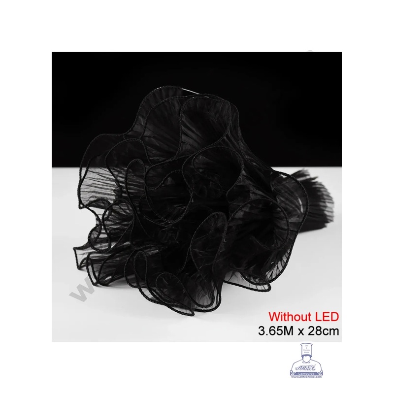 Black Wrinkled Flower Wave Wrapping Mesh - CAKE DECOR