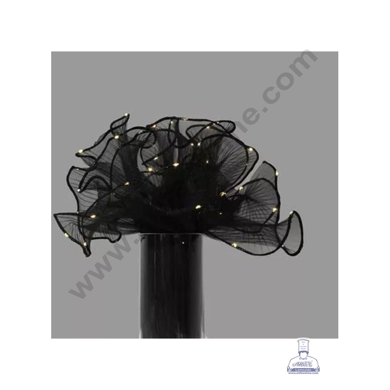 Black Wrinkled with LED Flower Wave Wrapping Mesh - CAKE DECOR
