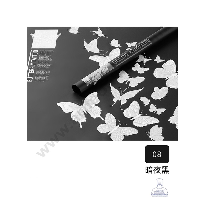 Butterfly Design Korean Wrapping Sheet | Premium Flower Wrapper (Black)- CAKE DECOR