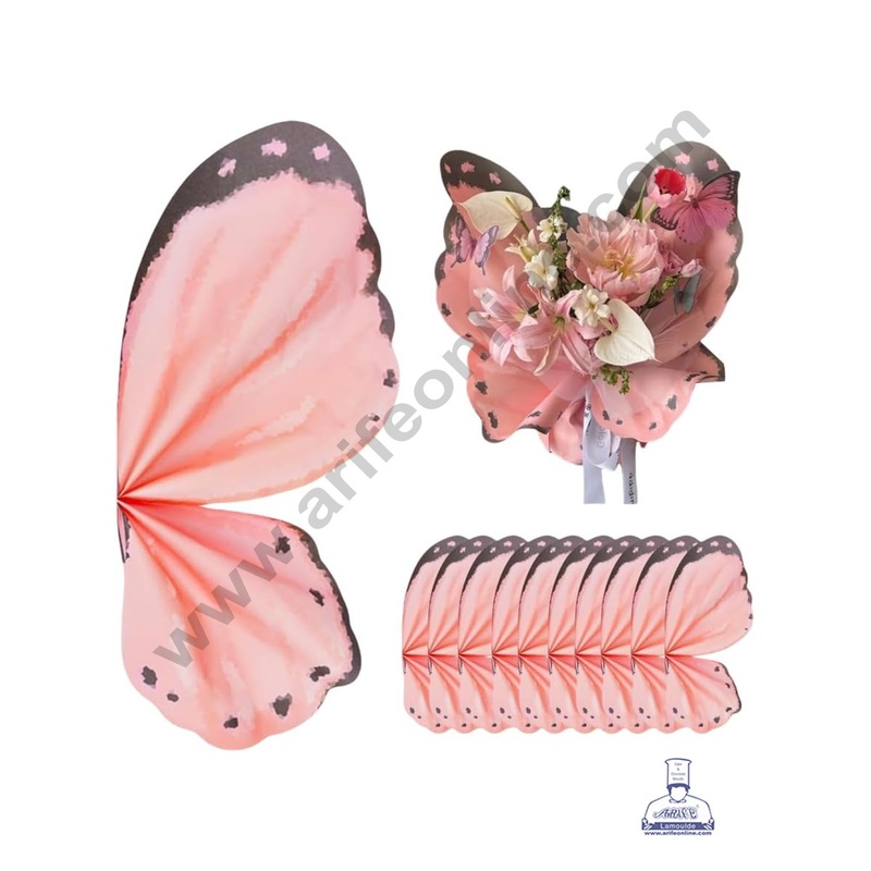 Butterfly Wrap Paper for Flower Bouquet | Premium Flower Wrapping Paper Butterfly Design (Peach) - CAKE DECOR