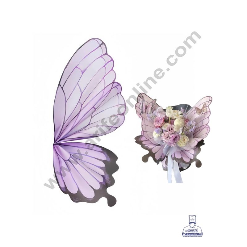 Butterfly Wrap Paper for Flower Bouquet | Premium Flower Wrapping Paper Butterfly Design (Purple) - CAKE DECOR