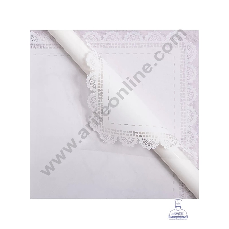 Classic Laced Border Korean Wrapping Sheet | Premium Flower Wrapper (White)- CAKE DECOR