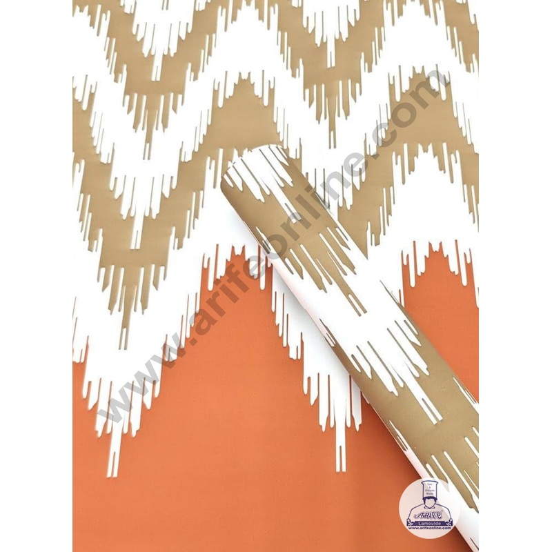 Colorful Zig Zag Korean Wrapping Paper for Flower Bouquet | Premium Flower Wrapping Paper (Brown) - CAKE DECOR