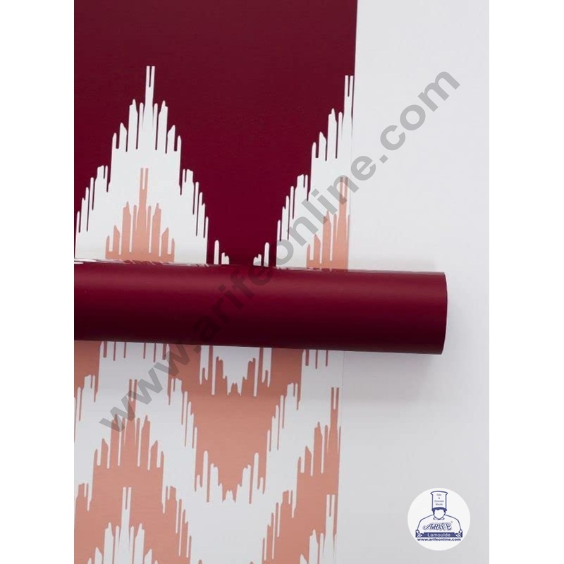 Colorful Zig Zag Korean Wrapping Paper for Flower Bouquet | Premium Flower Wrapping Paper  (Burgandy) - CAKE DECOR