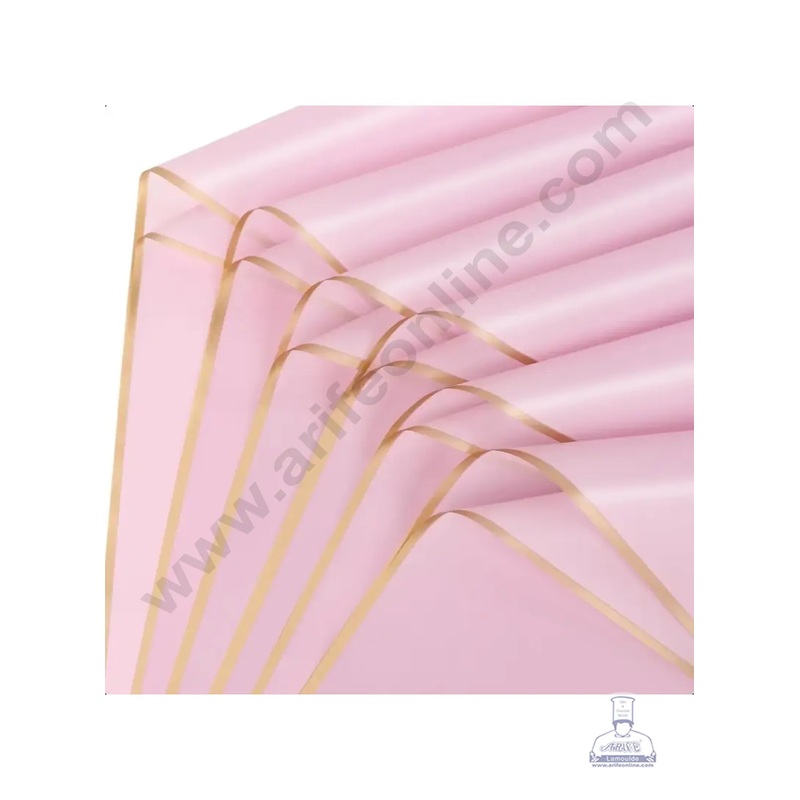 Double Side Gold Edge Korean Wrapping Sheet | Premium Flower Wrapper (Pink)- CAKE DECOR