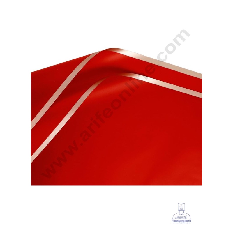 Double Side Gold Edge Korean Wrapping Sheet | Premium Flower Wrapper (Red)- CAKE DECOR
