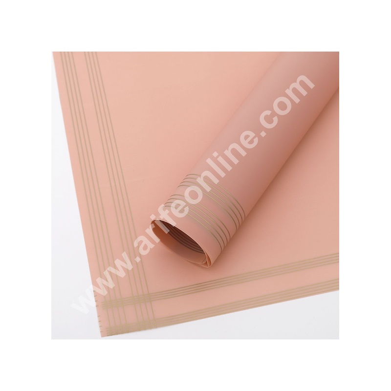 Golden Border Korean Wrapping Sheet | Premium Flower Wrapper (Peach)- CAKE DECOR