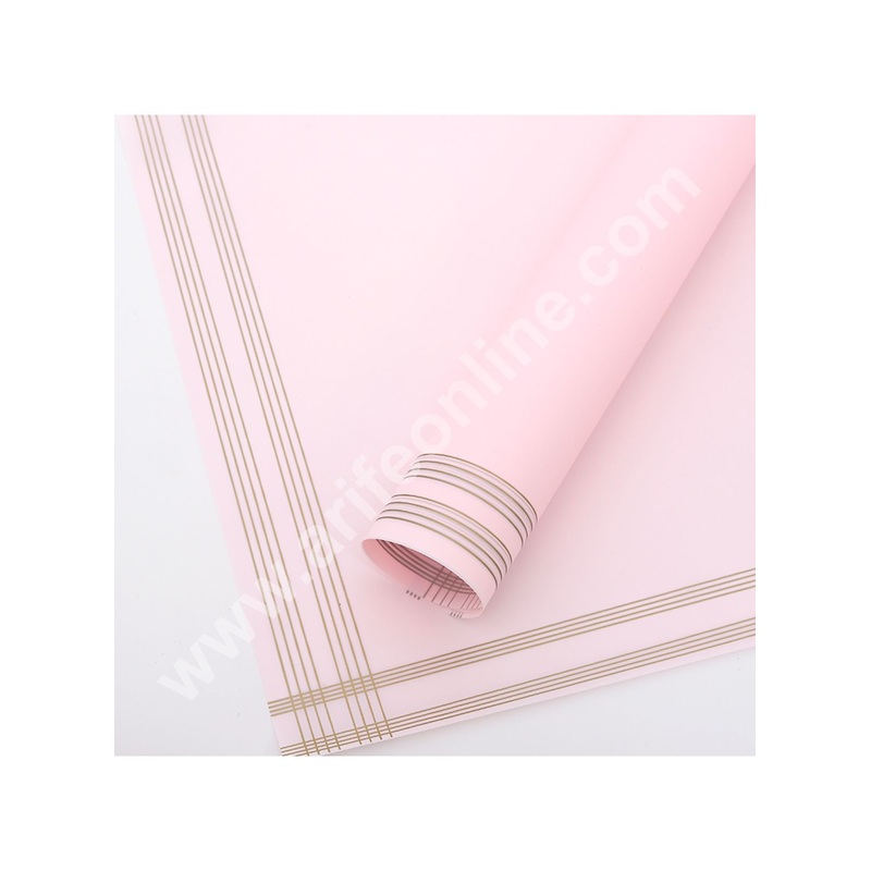 Golden Border Korean Wrapping Sheet | Premium Flower Wrapper (Pink)- CAKE DECOR