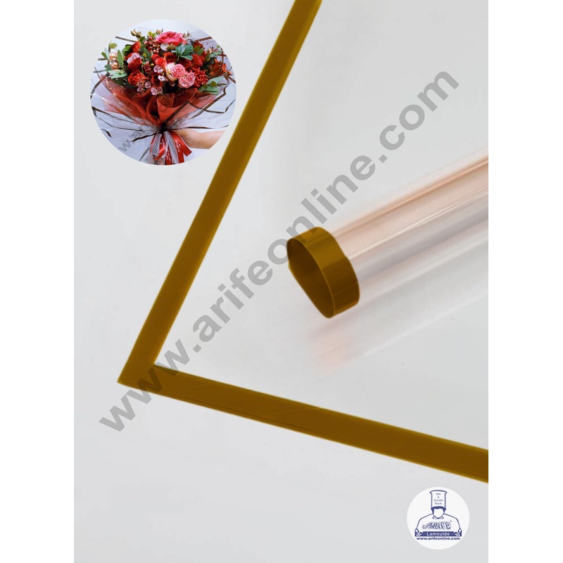Golden Edge Clear Transparent Korean Wrapping Sheet | Premium Flower Wrapper  - CAKE DECOR