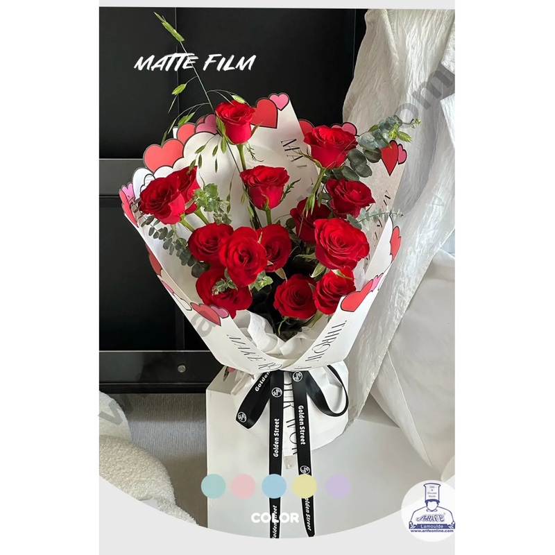Happy Heart Border Paper Korean  Sheet for Flower Bouquet | Premium Flower Wrapping Paper (White) - CAKE DECOR