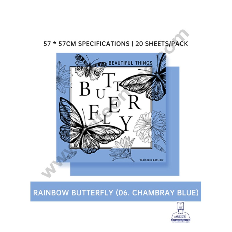 Korean Bouquet Butterfly Wrapping Paper for Flower Bouquet | Premium Flower Wrapping Paper Butterfly Design (Blue) - CAKE DECOR