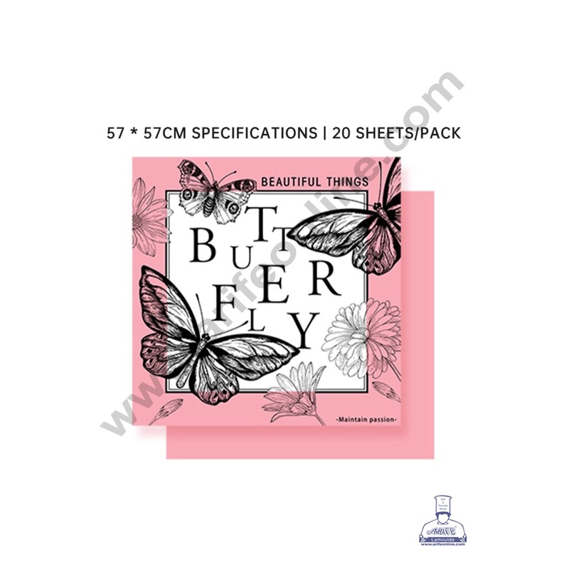 Korean Bouquet Butterfly Wrapping Paper for Flower Bouquet | Premium Flower Wrapping Paper Butterfly Design (Pink) - CAKE DECOR