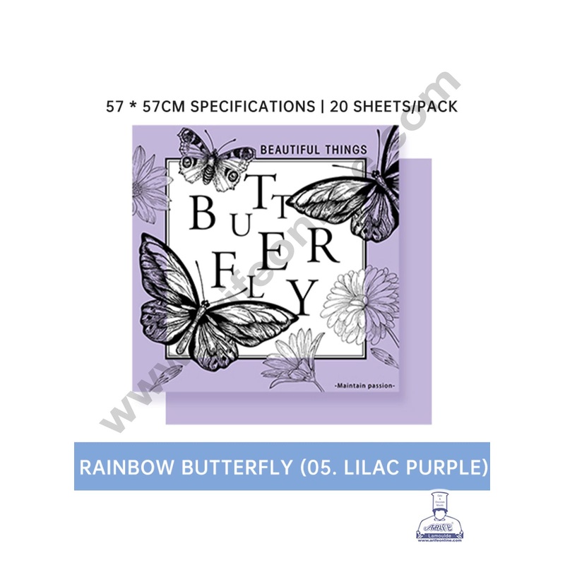 Korean Bouquet Butterfly Wrapping Paper for Flower Bouquet | Premium Flower Wrapping Paper Butterfly Design (Purple) - CAKE DECOR