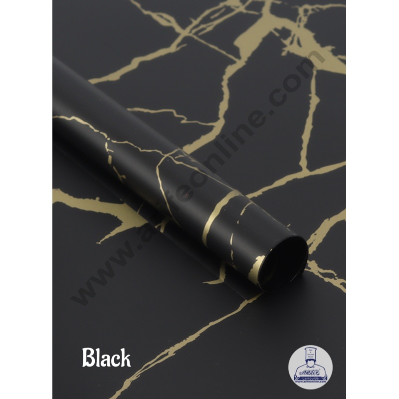 Korean Bouquet Wrapping Sheets | Premium Flower Wrapping Paper Marble Design  (Black)   - CAKE DECOR