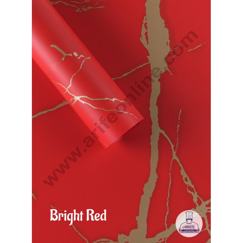 Korean Bouquet Wrapping Sheets | Premium Flower Wrapping Paper Marble Design (Bright Red)   - CAKE DECOR