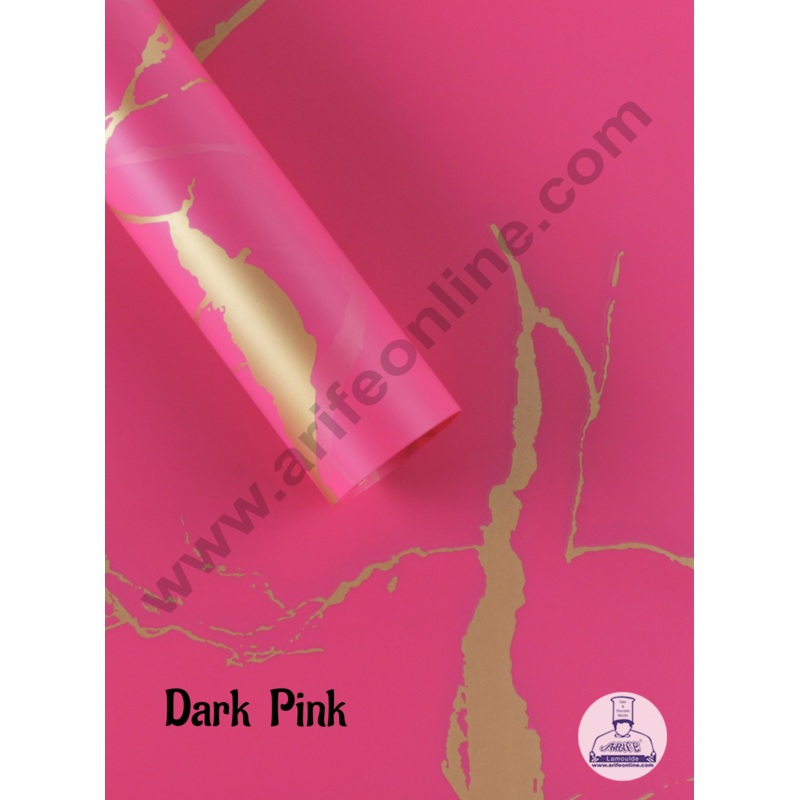Korean Bouquet Wrapping Sheets | Premium Flower Wrapping Paper Marble Design ( Dark Pink)   - CAKE DECOR