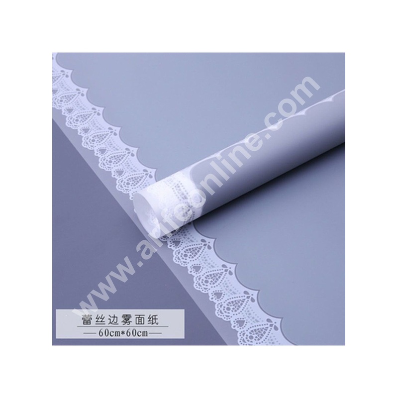 Laced Korean Bouquet Wrapping Sheets | Premium Flower Wrapping Paper with Elegant Laced Border (Grey) - CAKE DECOR