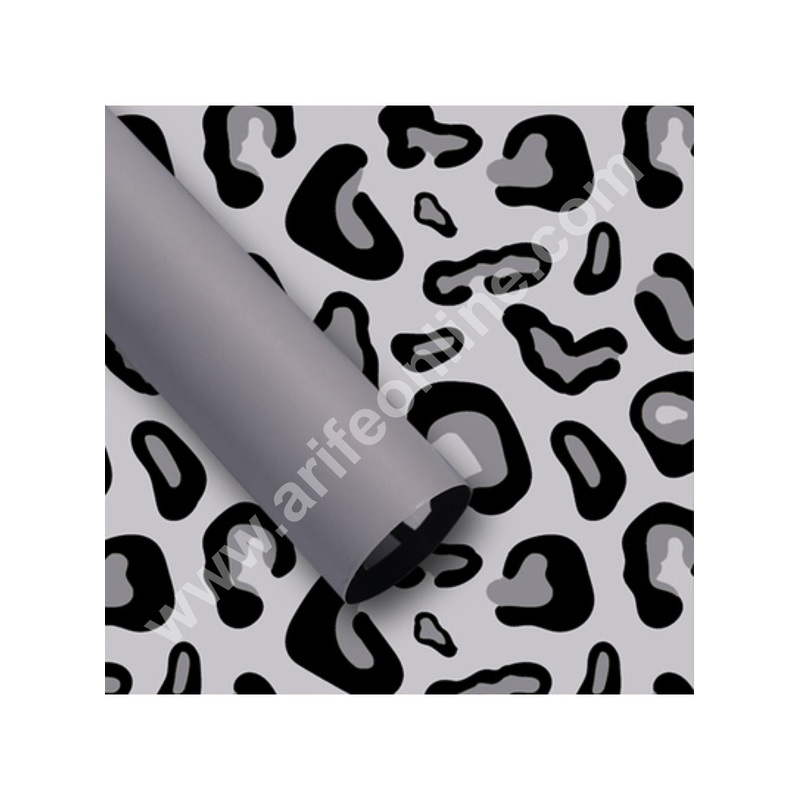 Leopard Print Korean Wrapping Sheet - Grey | Premium Flower Wrapper - CAKE DECOR