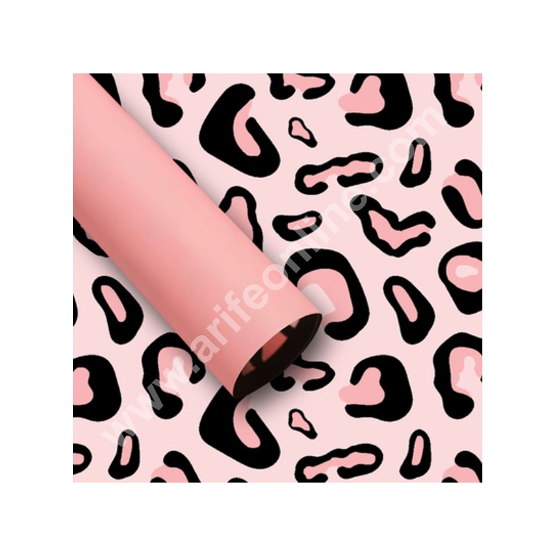 Leopard Print Korean Wrapping Sheet - Peach | Premium Flower Wrapper - CAKE DECOR
