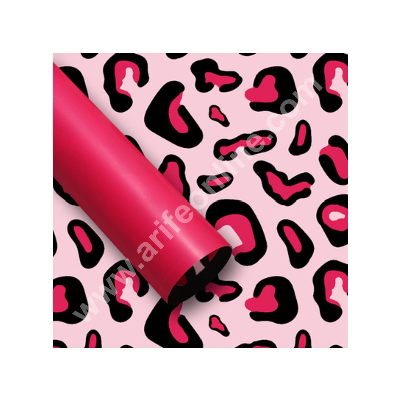 Leopard Print Korean Wrapping Sheet - Rose Pink | Premium Flower Wrapper - CAKE DECOR
