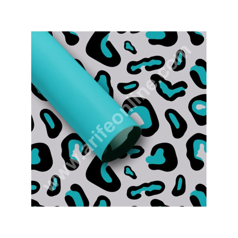 Leopard Print Korean Wrapping Sheet - Tiffany Blue | Premium Flower Wrapper - CAKE DECOR
