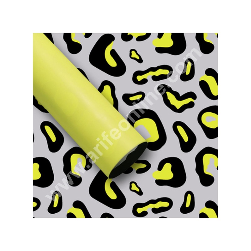 Leopard Print Korean Wrapping Sheet - Yellow | Premium Flower Wrapper - CAKE DECOR