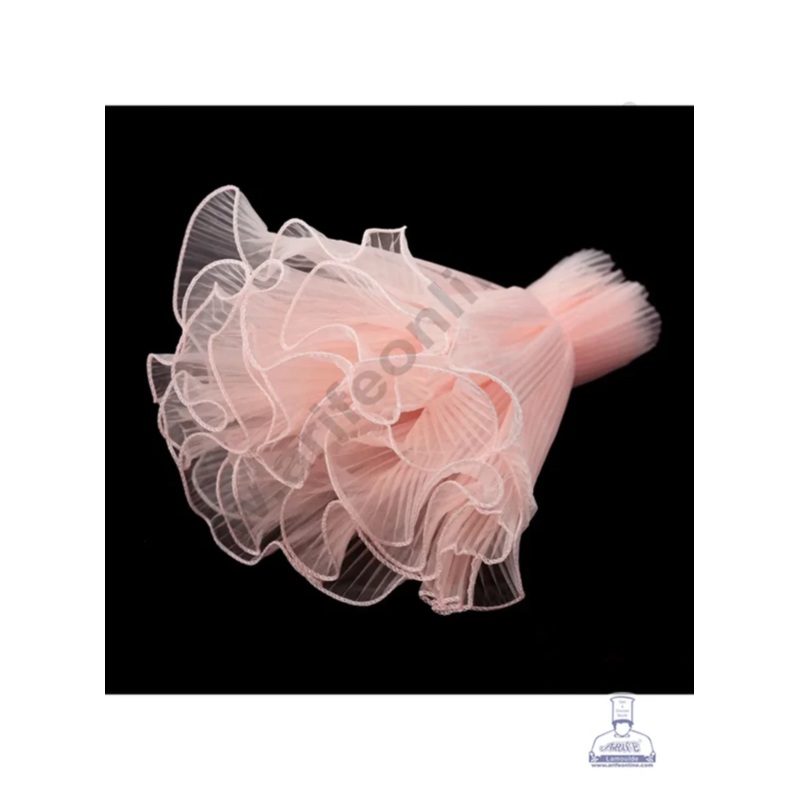 Light Pink Wrinkled Flower Wave Wrapping Mesh - CAKE DECOR