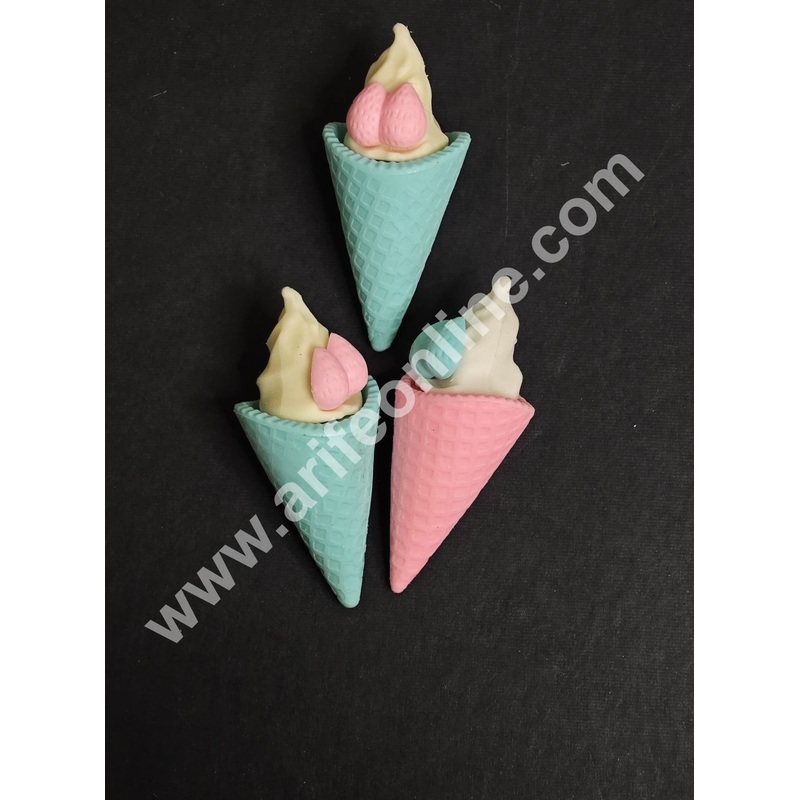 Mini Softy Ice cream Rubber Cake Topper - 3 Pcs Set - CAKE DECOR