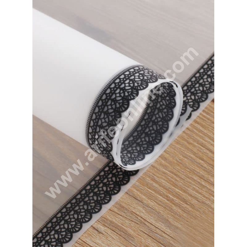 Minimal Black Laced Korean Wrapping Sheet | Premium Flower Wrapper (White)- CAKE DECOR