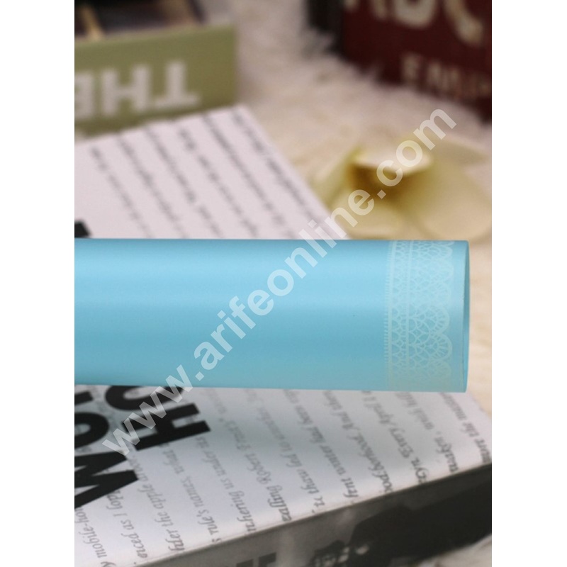 Minimal White Laced Korean Wrapping Sheet | Premium Flower Wrapper (Light Blue)- CAKE DECOR