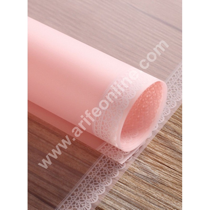 Minimal White Laced Korean Wrapping Sheet | Premium Flower Wrapper (Peach)- CAKE DECOR