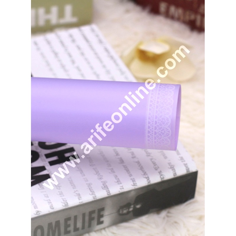 Minimal White Laced Korean Wrapping Sheet | Premium Flower Wrapper (Purple)- CAKE DECOR