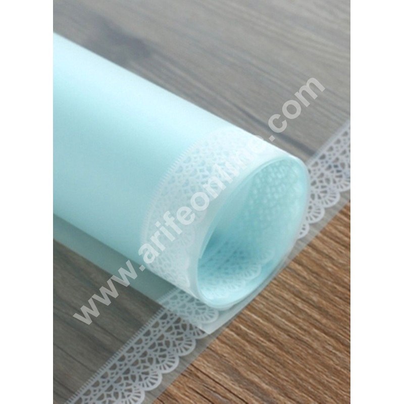 Minimal White Laced Korean Wrapping Sheet | Premium Flower Wrapper (Sky Blue)- CAKE DECOR