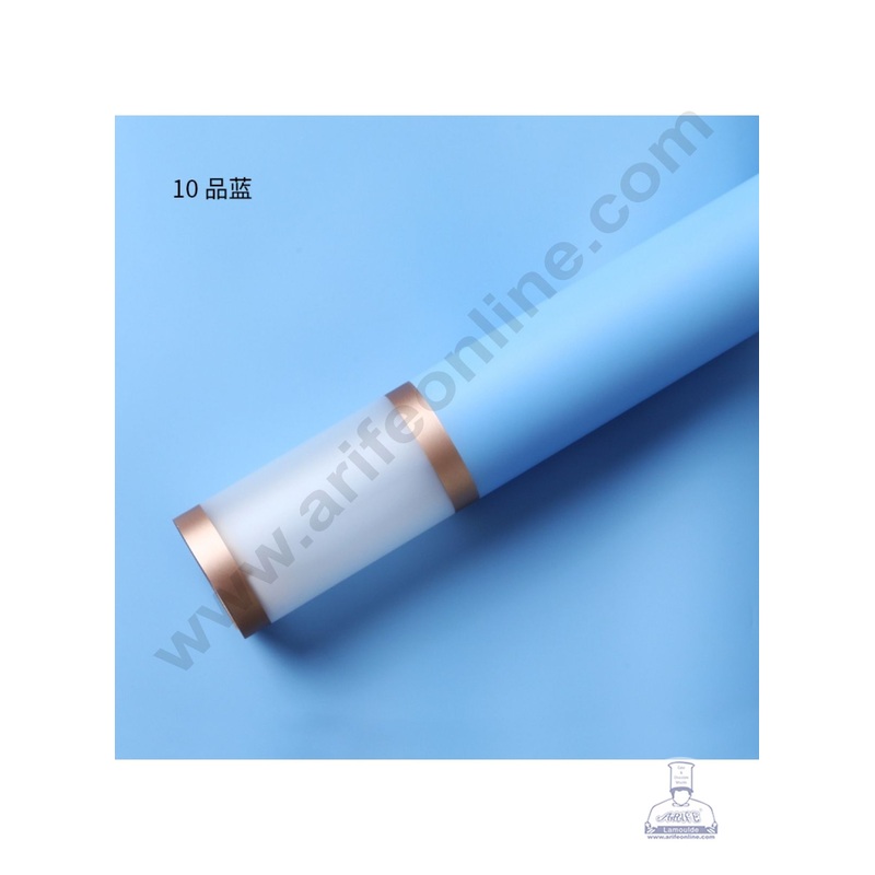 Opaque Border With Double Gold Edge Korean Wrapping Sheet | Premium Flower Wrapper (Blue)- CAKE DECOR