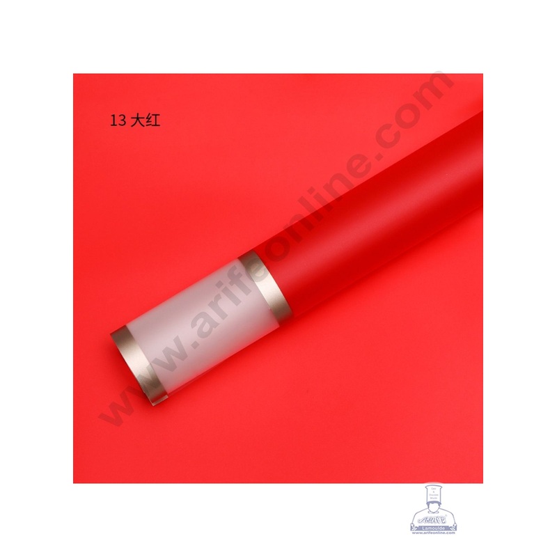 Opaque Border With Double Gold Edge Korean Wrapping Sheet | Premium Flower Wrapper (Red)- CAKE DECOR