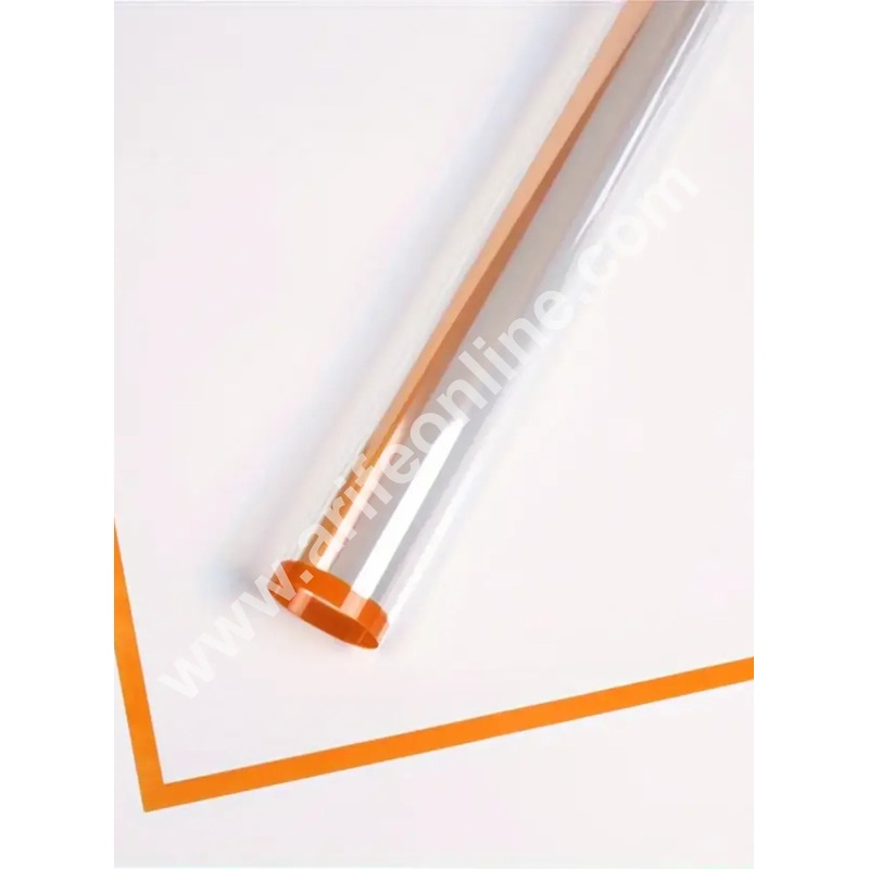 Orange Edge Transparent Korean Wrapping Sheet | Premium Flower Wrapper  - CAKE DECOR