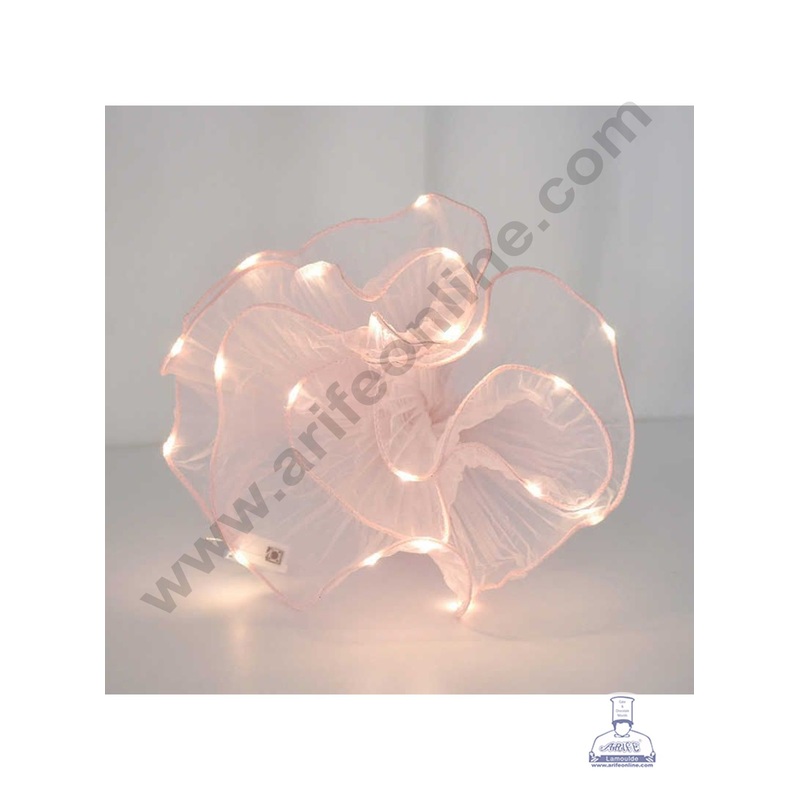 Peach Wrinkled with LED Flower Wave Wrapping Mesh - CAKE DECOR