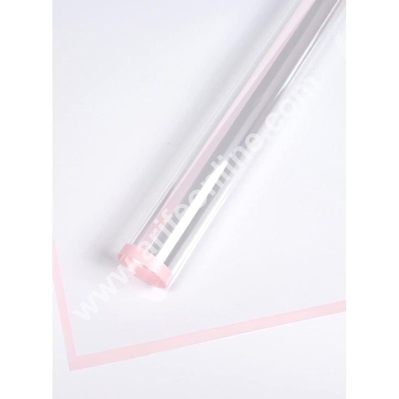 Pink Edge Transparent Korean Wrapping Sheet | Premium Flower Wrapper - CAKE DECOR