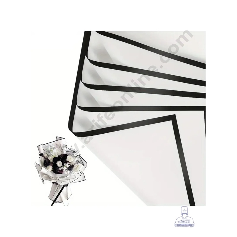 Premium Black Edge Korean Wrapping Sheet | Premium Flower Wrapper (White)- CAKE DECOR